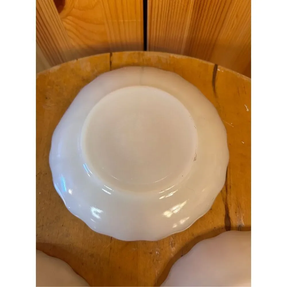 Vintage Fire King Anchor Hocking White Milk Glass Shell Swirl Saucers lot of 3 (